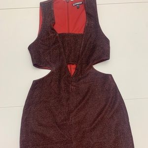 Red/wine color knee length dress